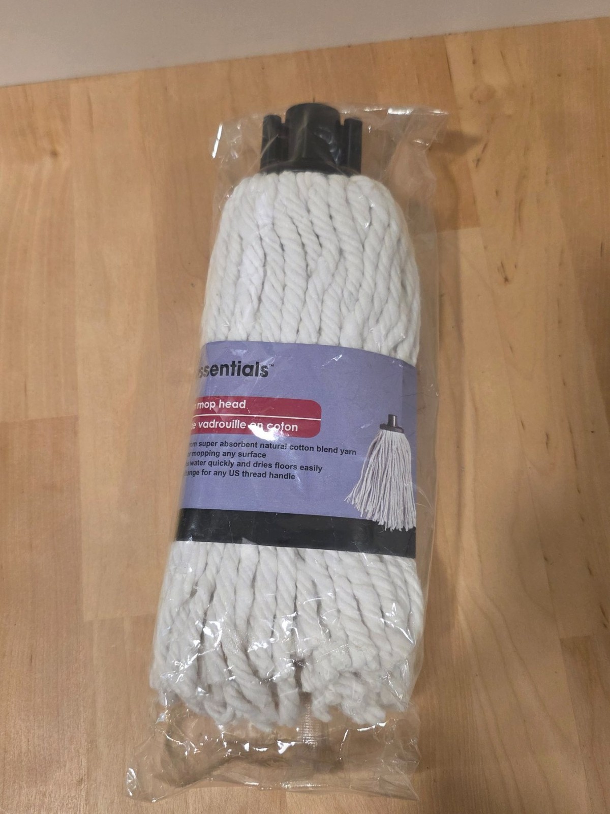 Essentials Natural Cotton Blend Yarn Mop Head Fits US Threaded Handle