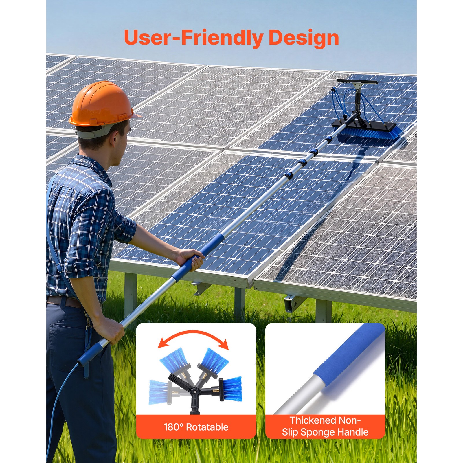Uimoso Solar Panel Cleaning Kit with 26 ft Water Fed Pole, Brush, and Squeegee