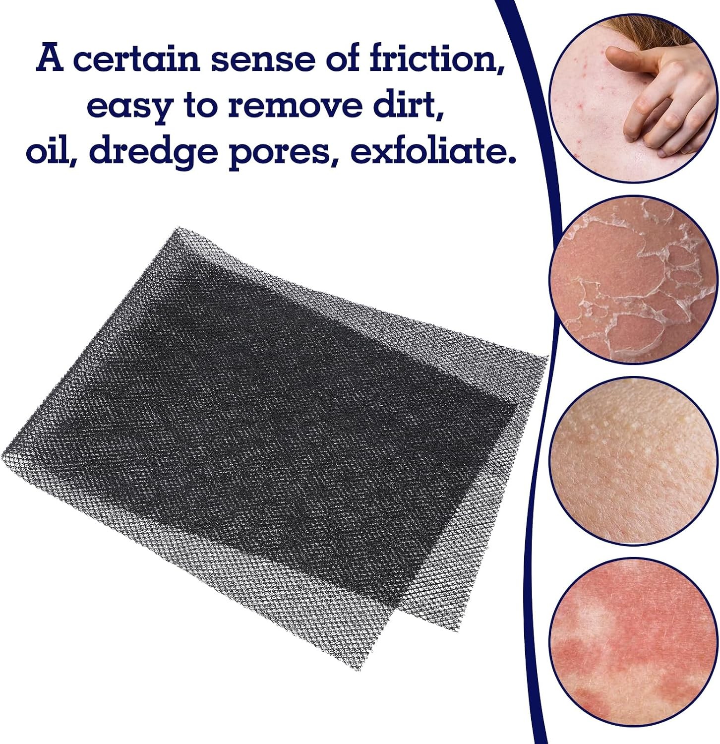 African Net Sponge, 2 Pack Black Exfoliating Washcloth, Elastic Long Net Rag