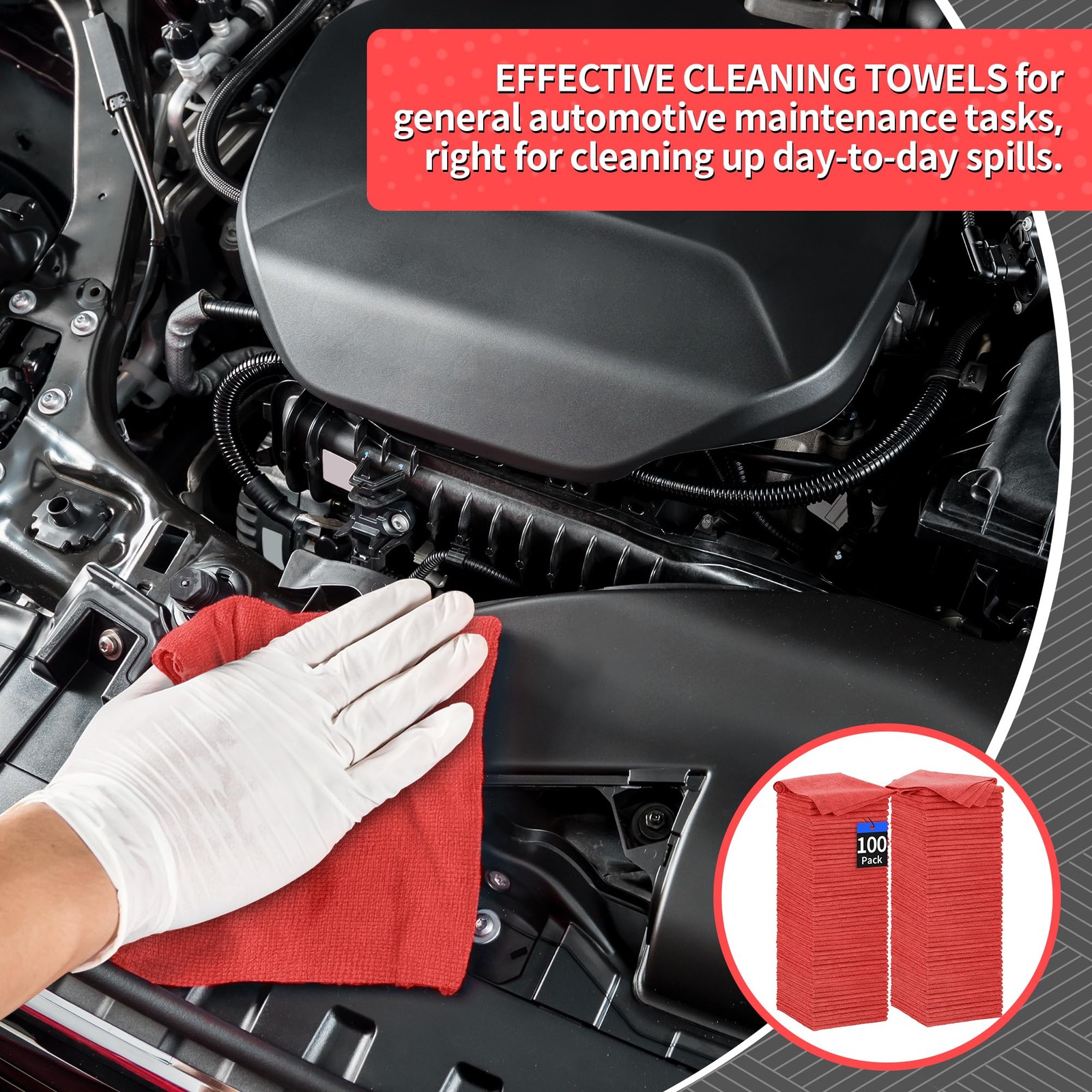 Shop Towel, 100 Pack Commercial Grade Work Rags Microfiber Towels for Cars Clean
