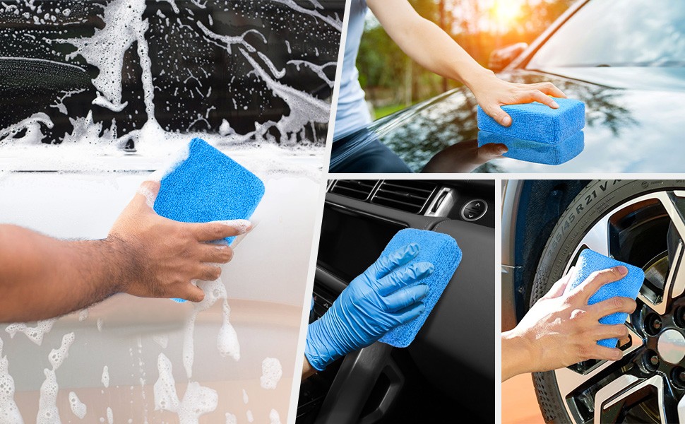 Microfiber Applicator Pads, Scratch-Car Wash Sponge for Cleaning, Premium Wax