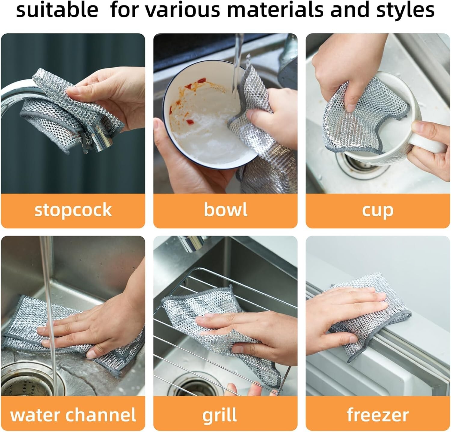 Multipurpose Wire Miracle Cleaning Cloths, Magnifying Wire Dishwashing Rags for