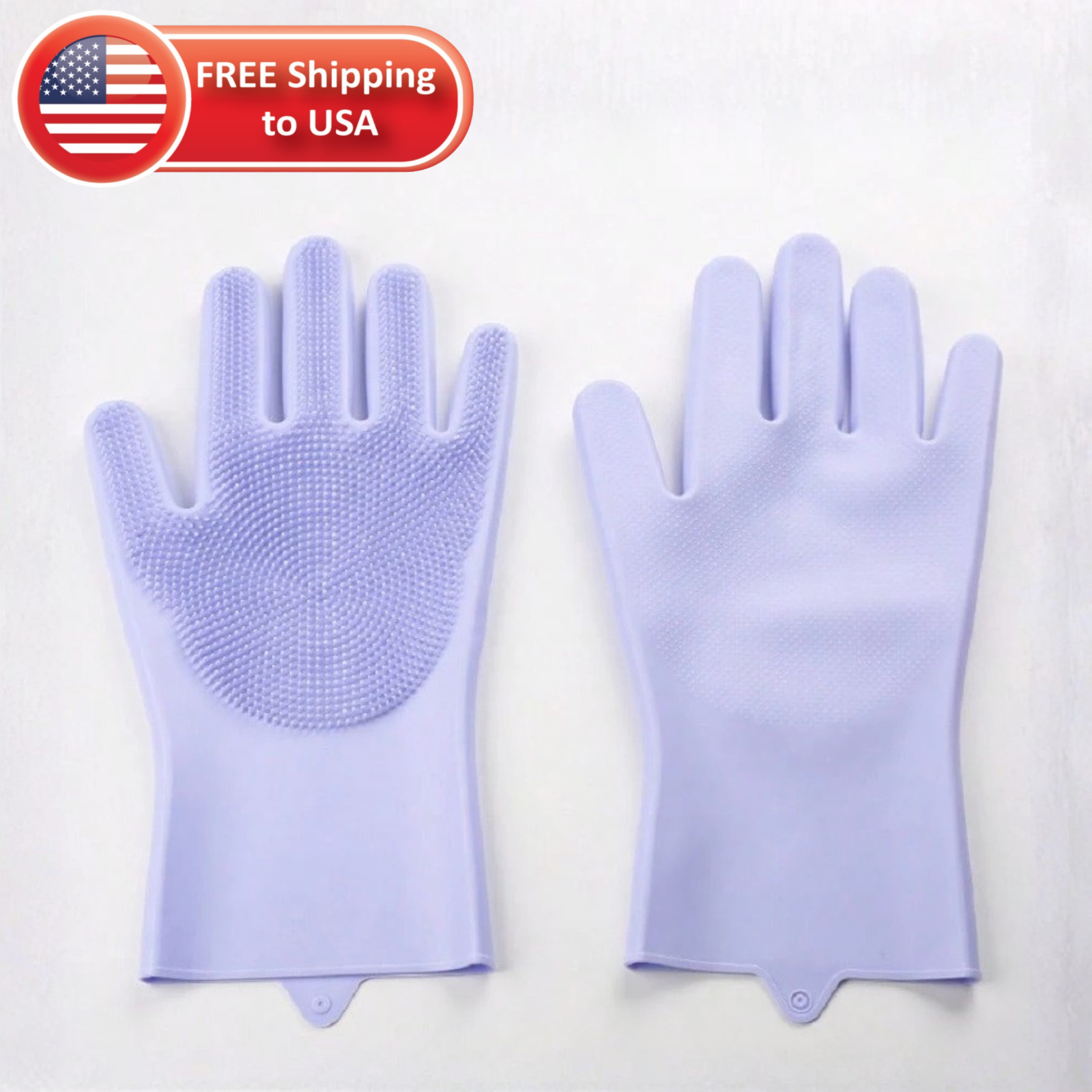 1Pair Dishwashing Gloves Waterproof Silicone Cleaning Scrubber Kitchen Tools USA