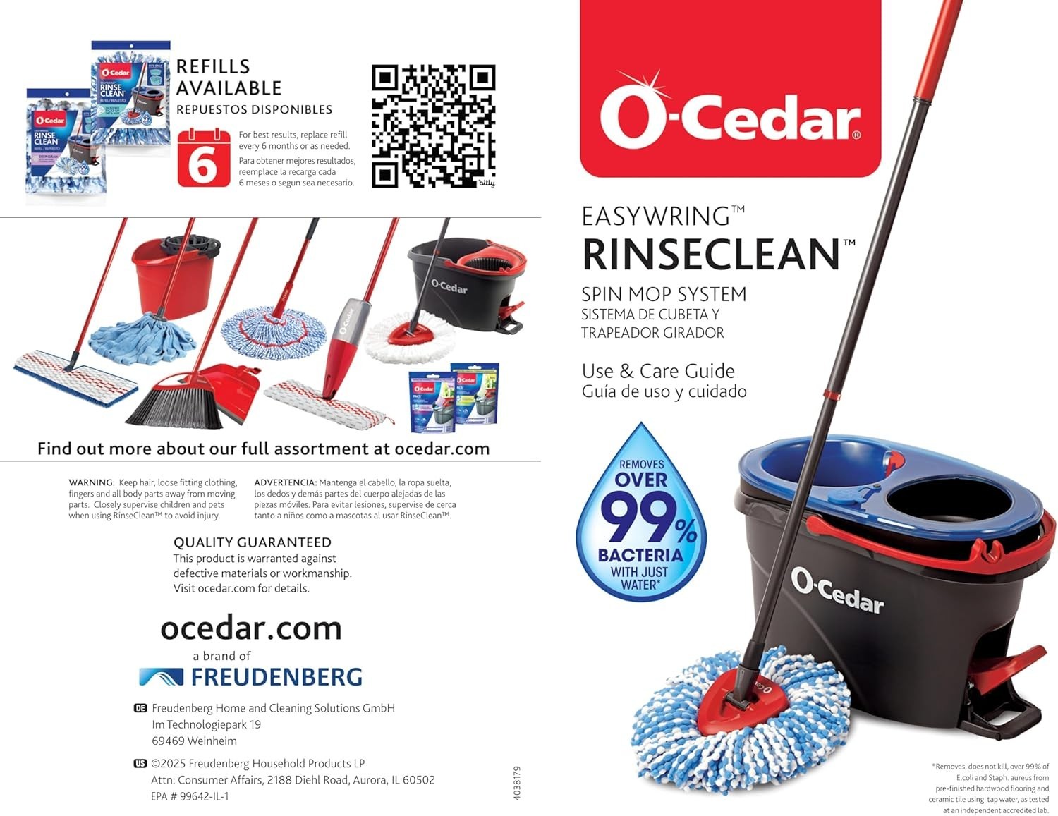 O-Cedar RinseClean Spin Mop & Bucket System | Clean with Clean Water | Remove…