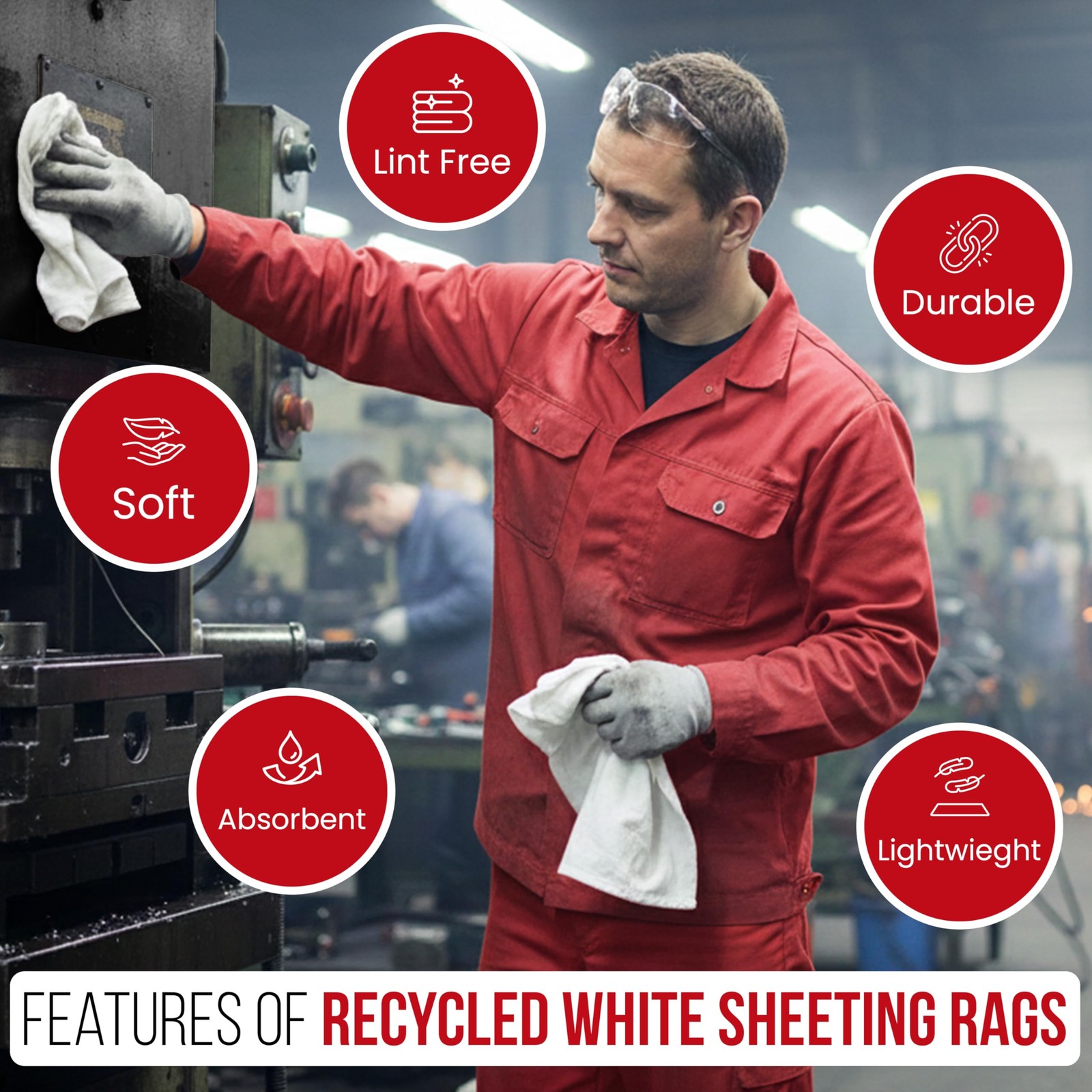 Recycled White Sheeting Cleaning Rags (5 lbs. Bag) – Lint Free White Cotton C…