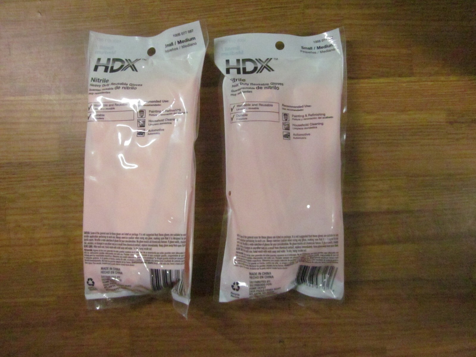 2 Pairs Of HDX Orange Nitrile Heavy Duty Reusable Gloves SMALL/MEDIUM
