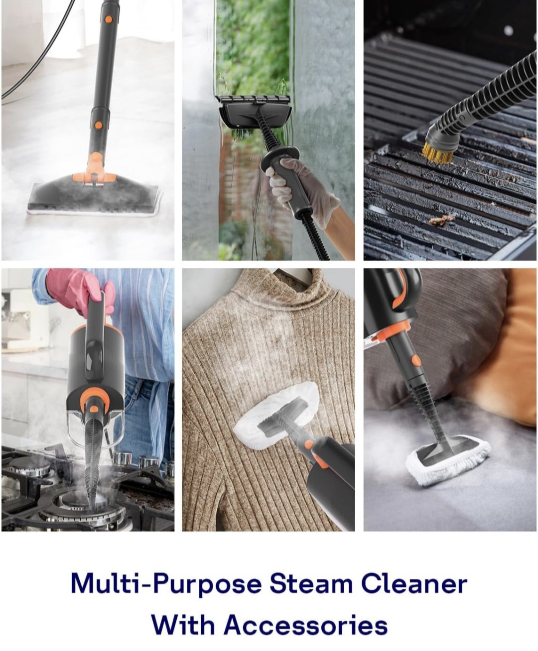 20-in-1 Steam Mop Floor Cleaner with Attachments for Tile, Carpet, Glass, Grout