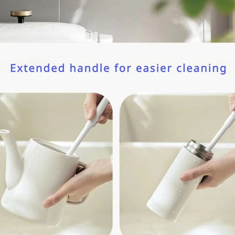 Foldable 360° Silicone Bottle Brush Long Handle Reusable Cup Cleaning Tool