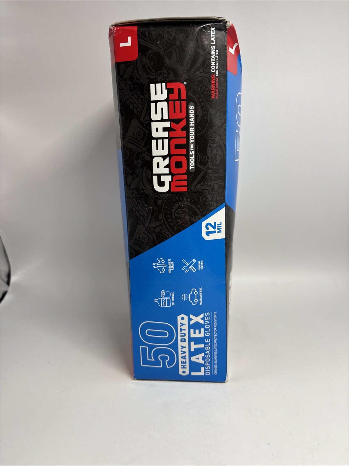 GREASE MONKEY LATEX DISPOSABLE Heavy-Duty GLOVES 50 COUNT SIZE LARGE 12 MIL New!