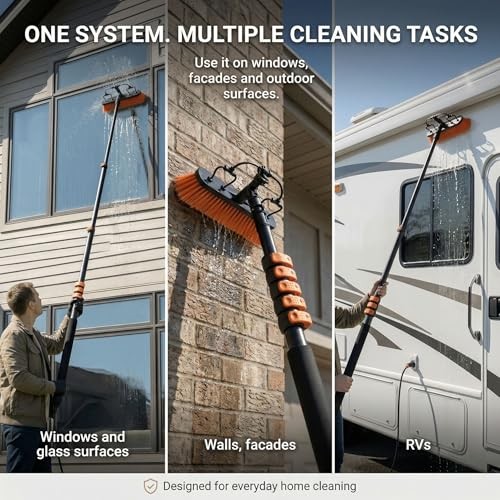 Solar Panel Cleaning Brush with 20 ft Extension Pole – Water Fed Pole Brush