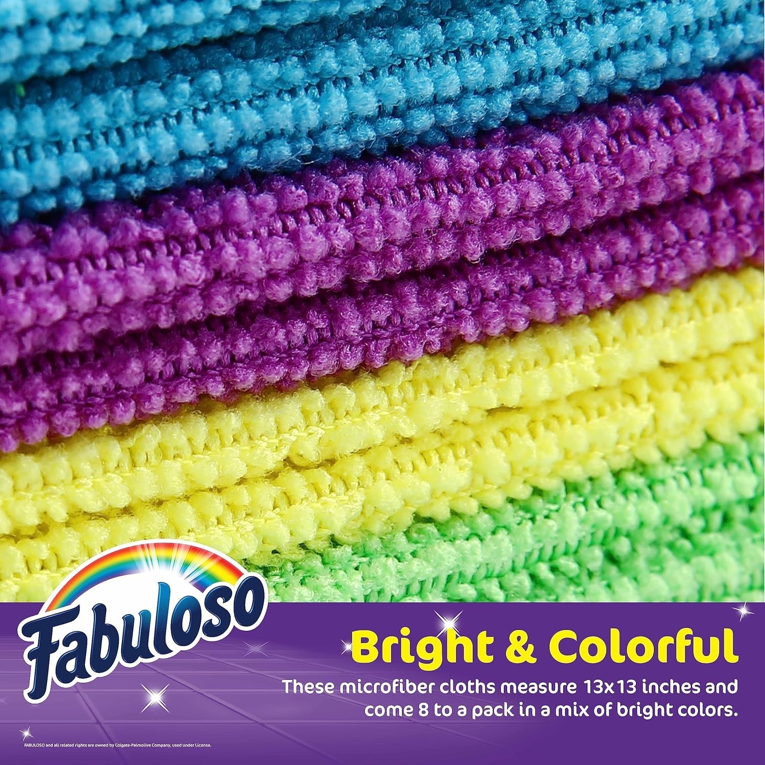 8-Pack Microfiber Cleaning Cloths – Lint-Free, Scratch-Free, 13×13 in, Rainbow