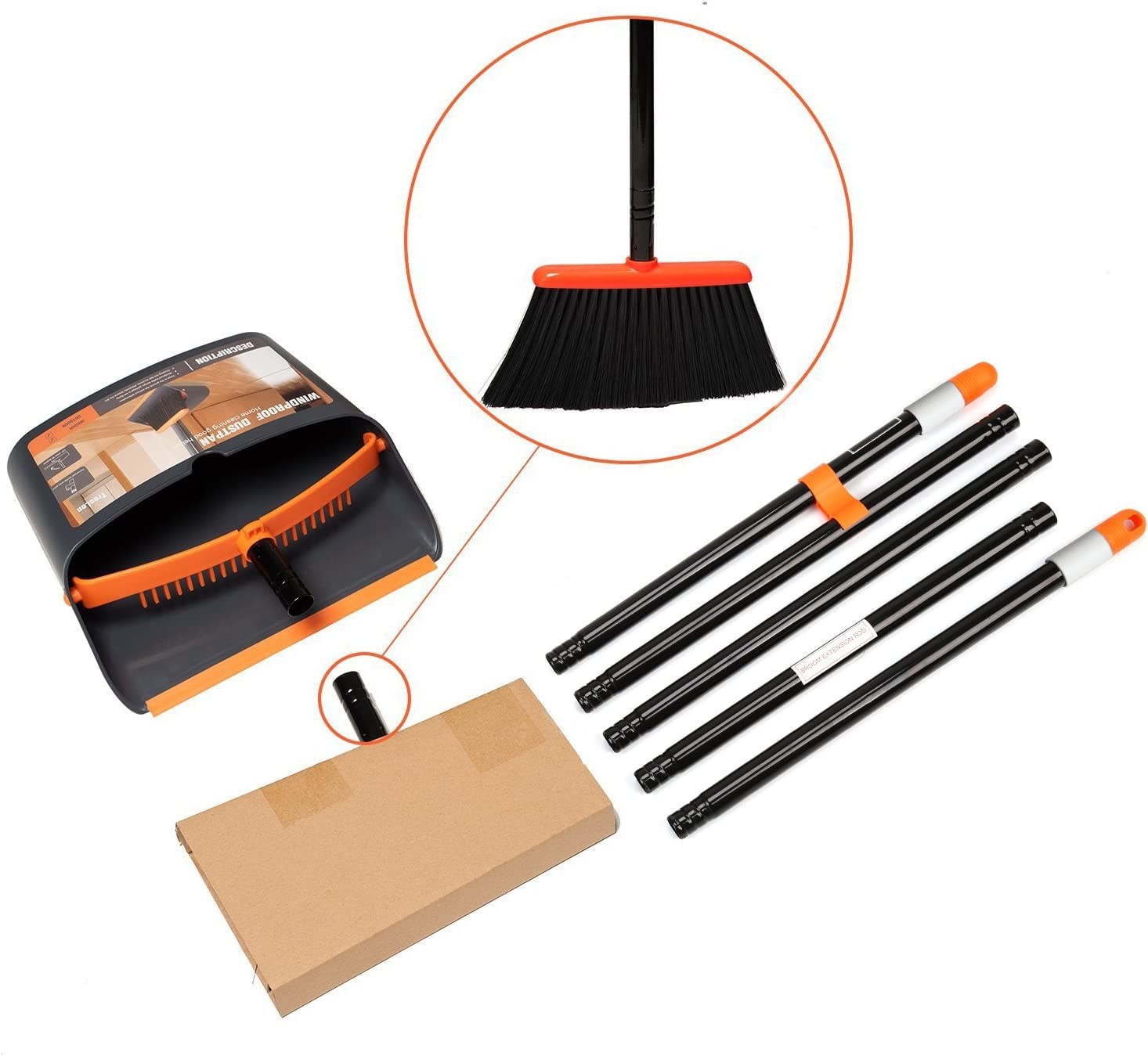 Broom and Dustpan Set with 52″ Long Handle for Home Kitchen Room Office Lobby…