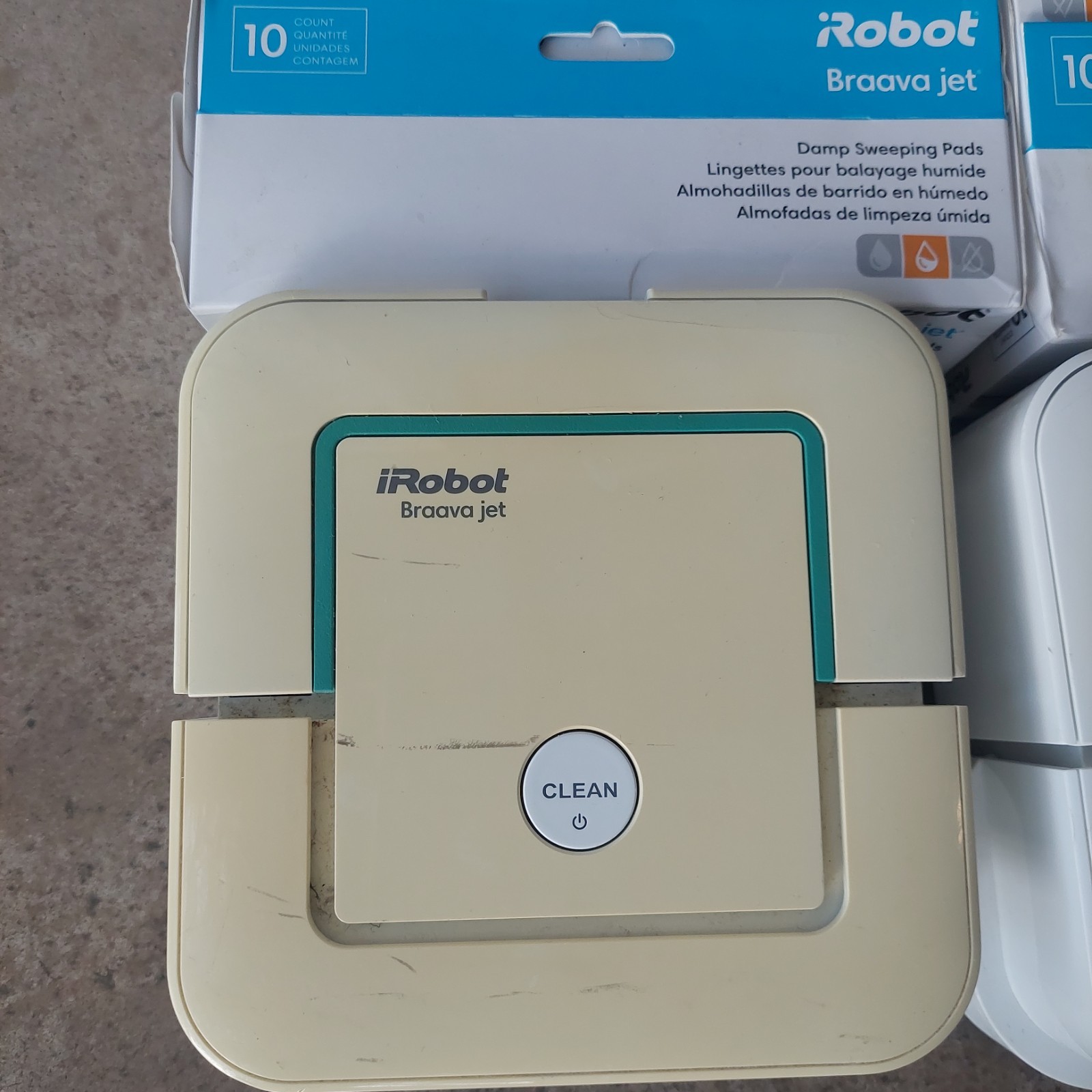 Lot Of 2 iRobot Braava Jet 240 Robot Mops w/ 1 Batteries, 1 Charger