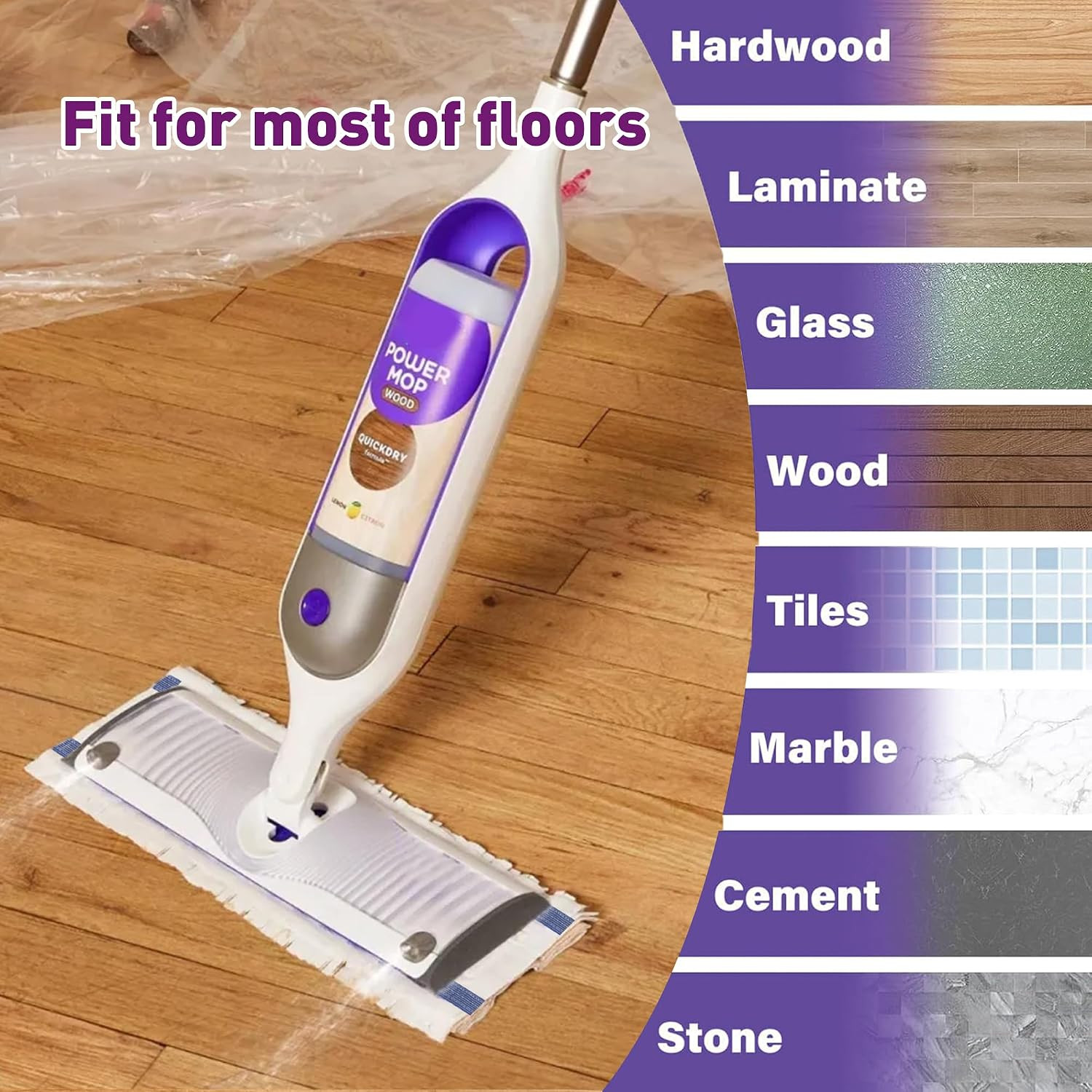 Power Mop Pads for Swiffer Powermop, Unscented Disposable Mop Refills