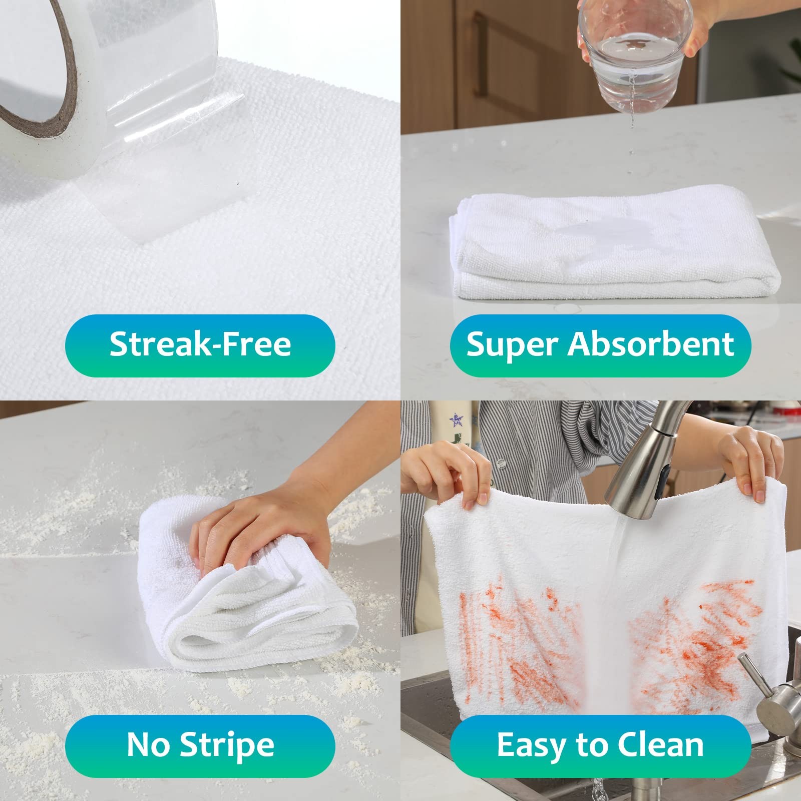 Newwiee 3 Pcs Extra Large Microfiber Cleaning Cloth 30″ x 20″ Large, White
