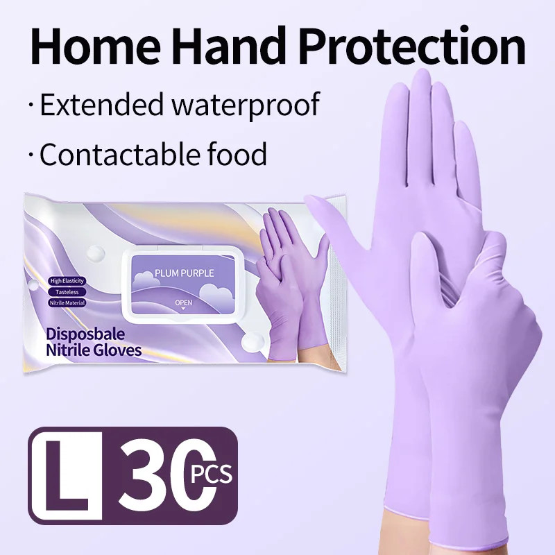 Disposable Nitrile Cleaning Gloves Latex-Free Thicken Extended Cuff Food Glove C