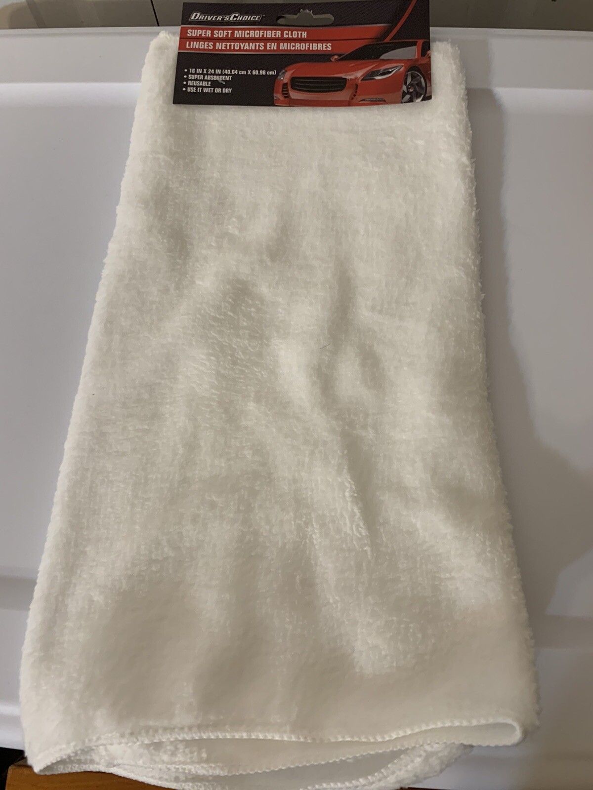 New DRIVER’S CHOICE White SUPER SOFT Reusable MICROFIBER CLOTH 24″ X 16″ CAR