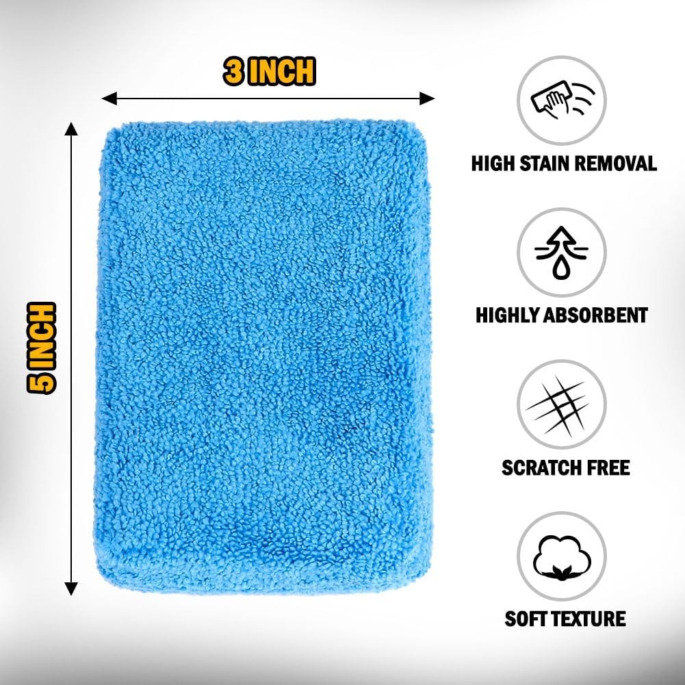 Microfiber Applicator Pads, Scratch-Car Wash Sponge for Cleaning, Premium Wax