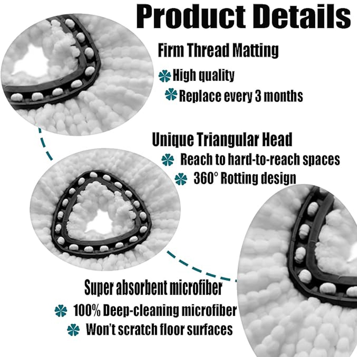 Replacement mop head suitable for O-Cedar deep cleaning and is easy to install
