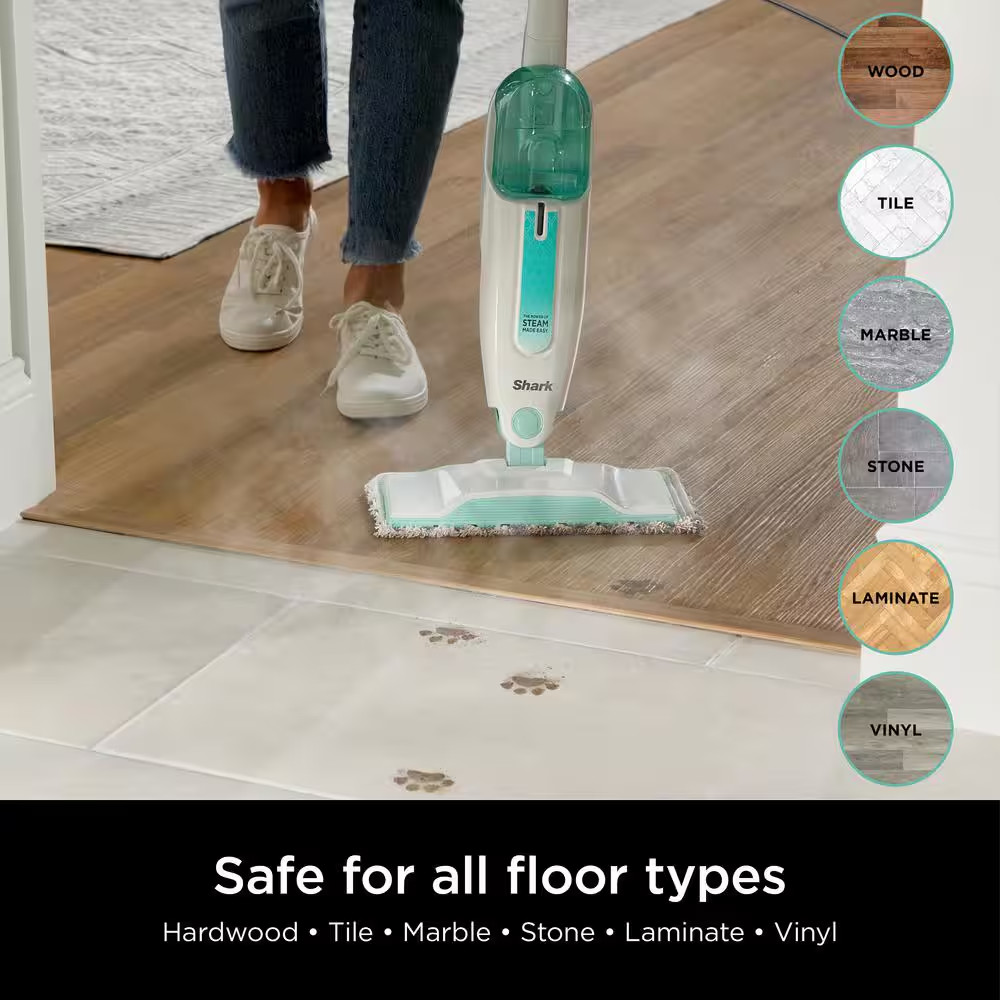 Corded Steam Mop for Hard Floor Surfaces, Tile, Stone, Laminate in Blue with XL