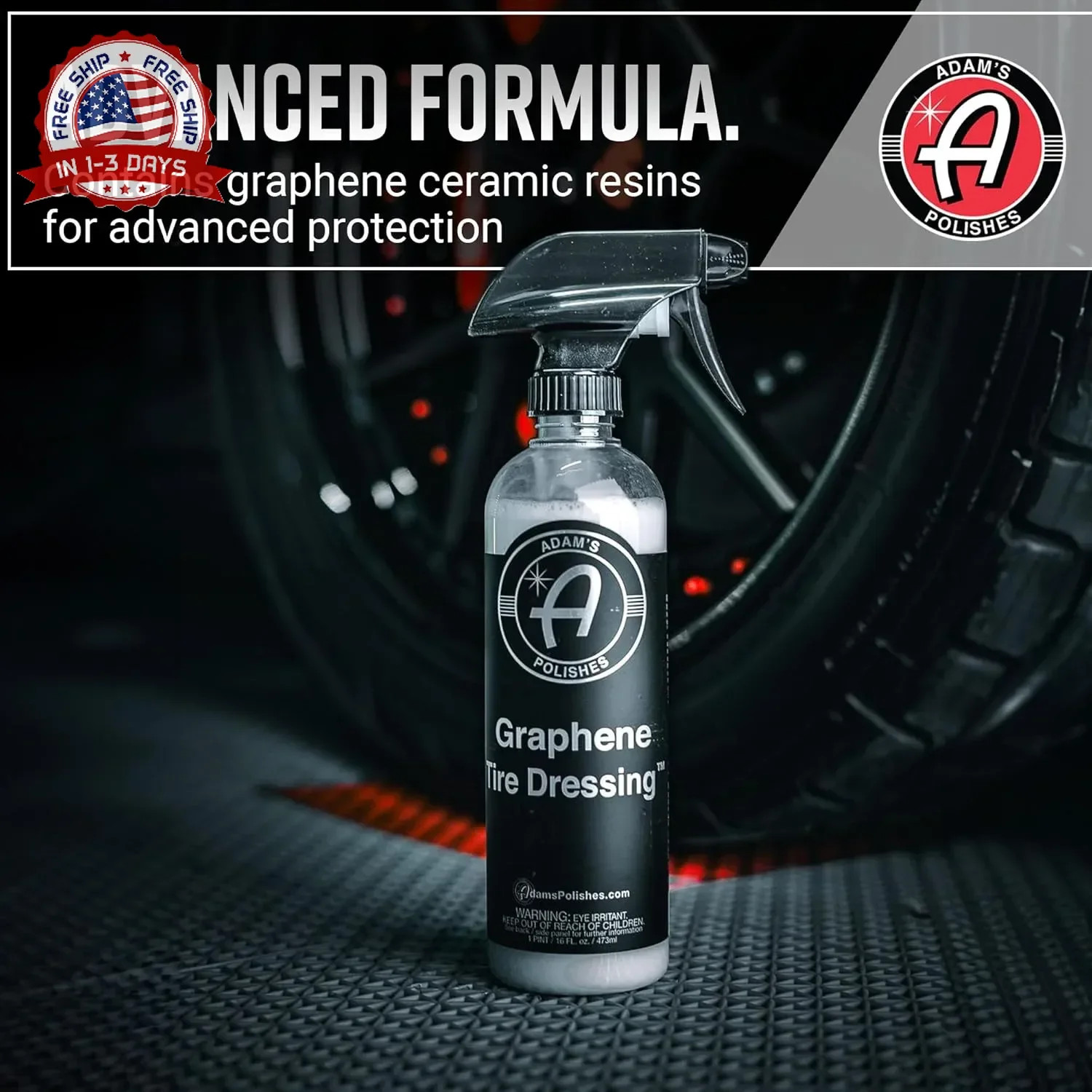 Adam’s Polishes Graphene Tire Dressing – Deep Black Finish W/Graphene Non Greasy