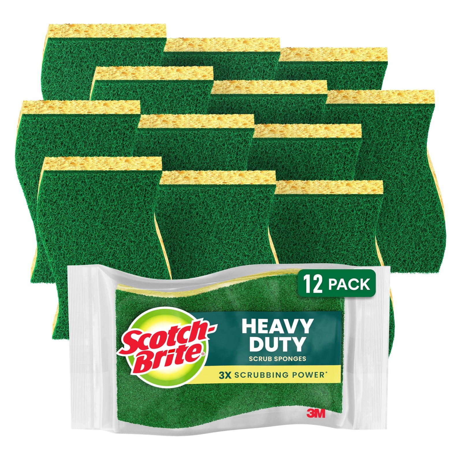 Scotch-Brite Heavy Duty Scrub Sponges, 12 Scrub Sponges, Stands Up to Stuck-on