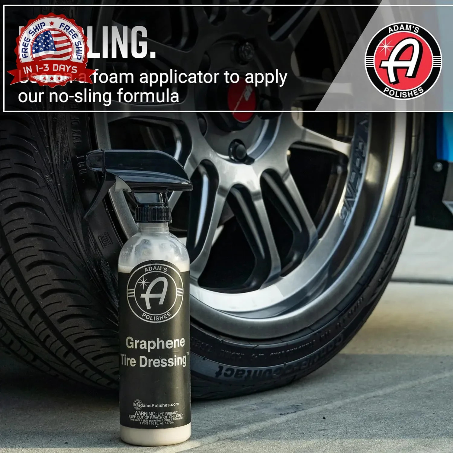 Adam’s Polishes Graphene Tire Dressing – Deep Black Finish W/Graphene Non Greasy
