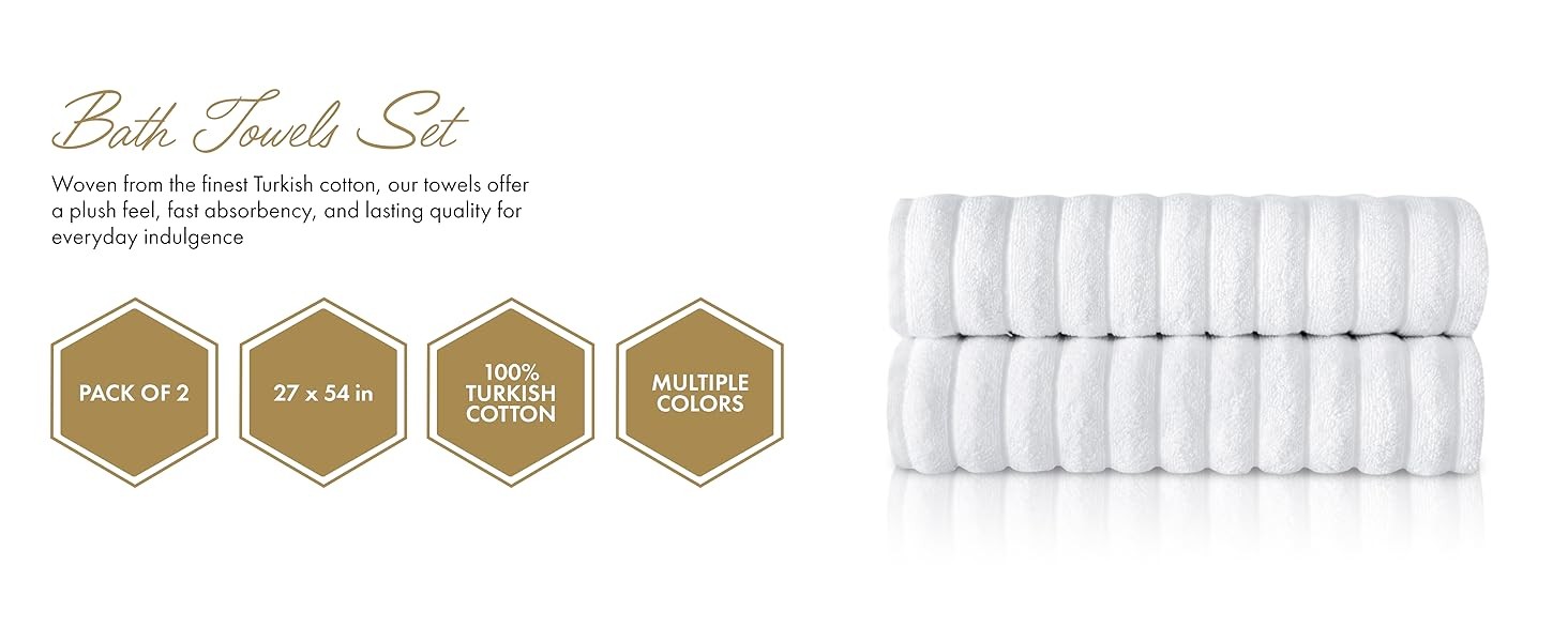 CTT Luxury 6 Piece Towel Set, 100% Turkish Cotton, Quick Drying, Highly