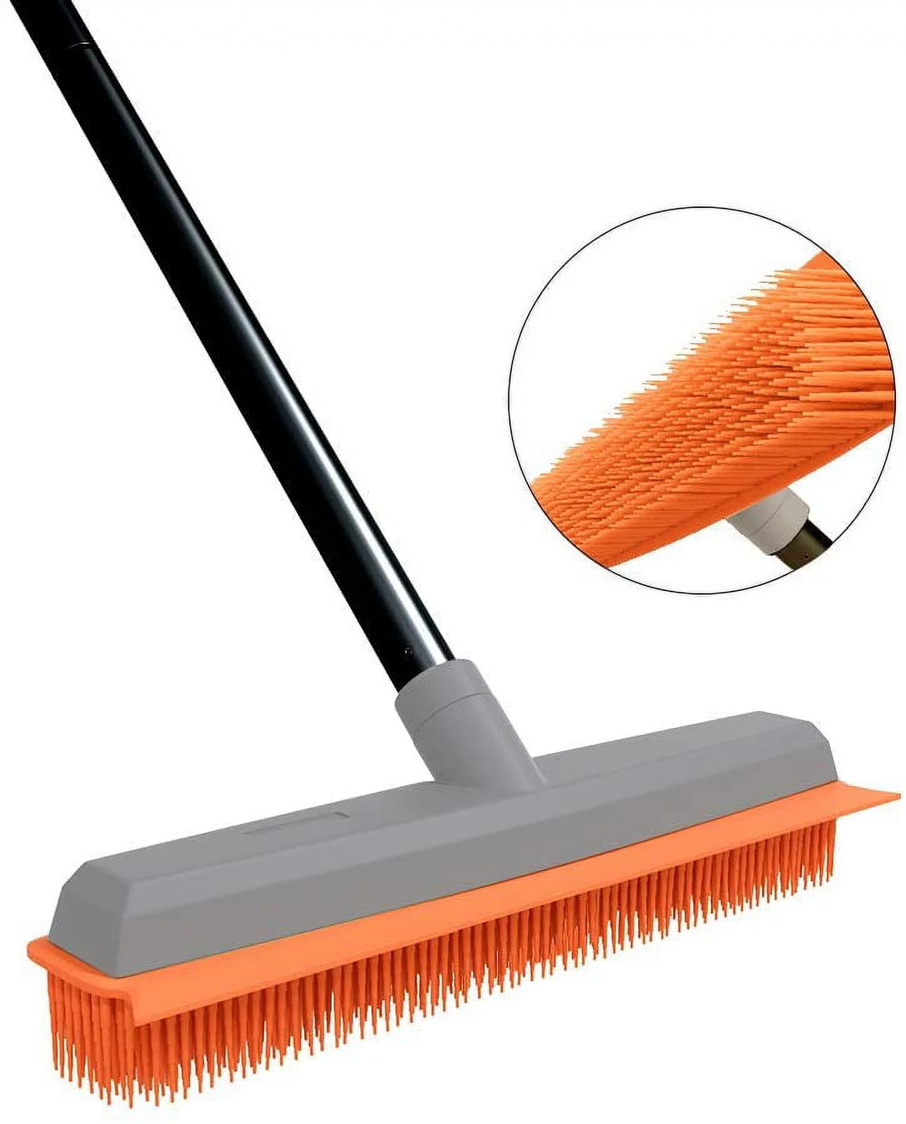 a Rubber Push Handle Broom for Hardwood Floor,Carpet Rake Pet Hair Remover Broom