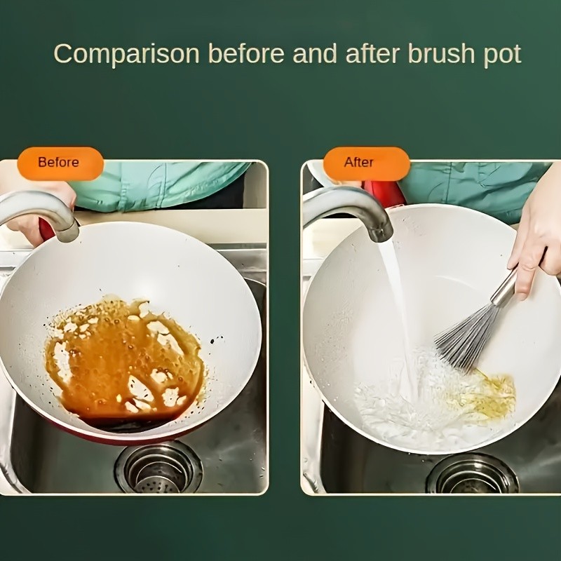 304 Stainless Steel Pot Brush Cleaning Brush Multi-functional Kitchen Wire Brush