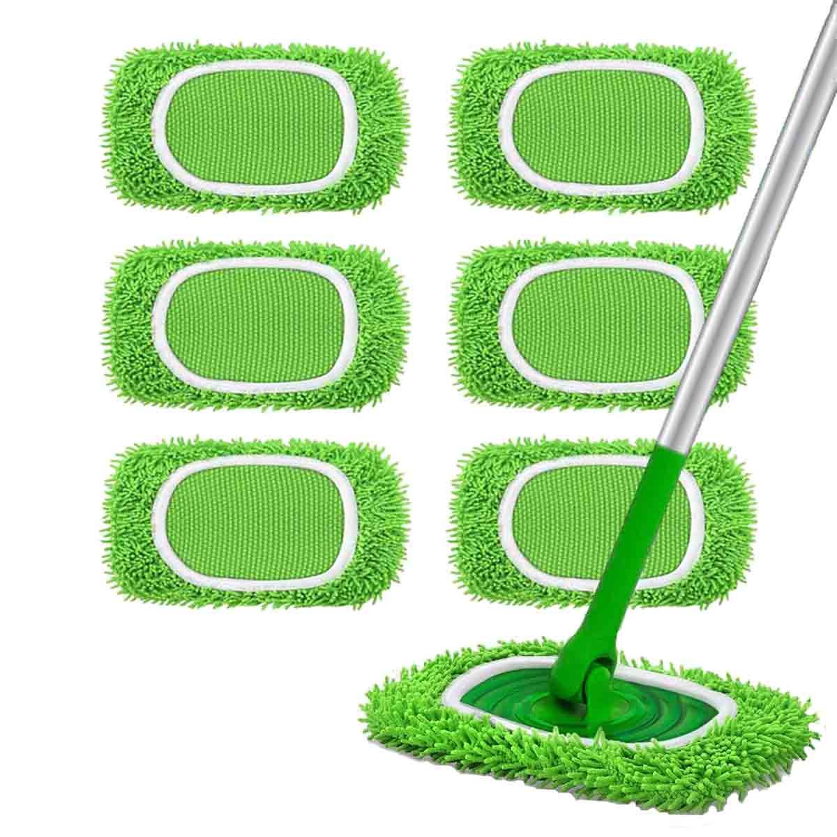 6 Pack Reusable Washable Microfiber Mop Pads for Swiffer Sweeper Floor Cleaner