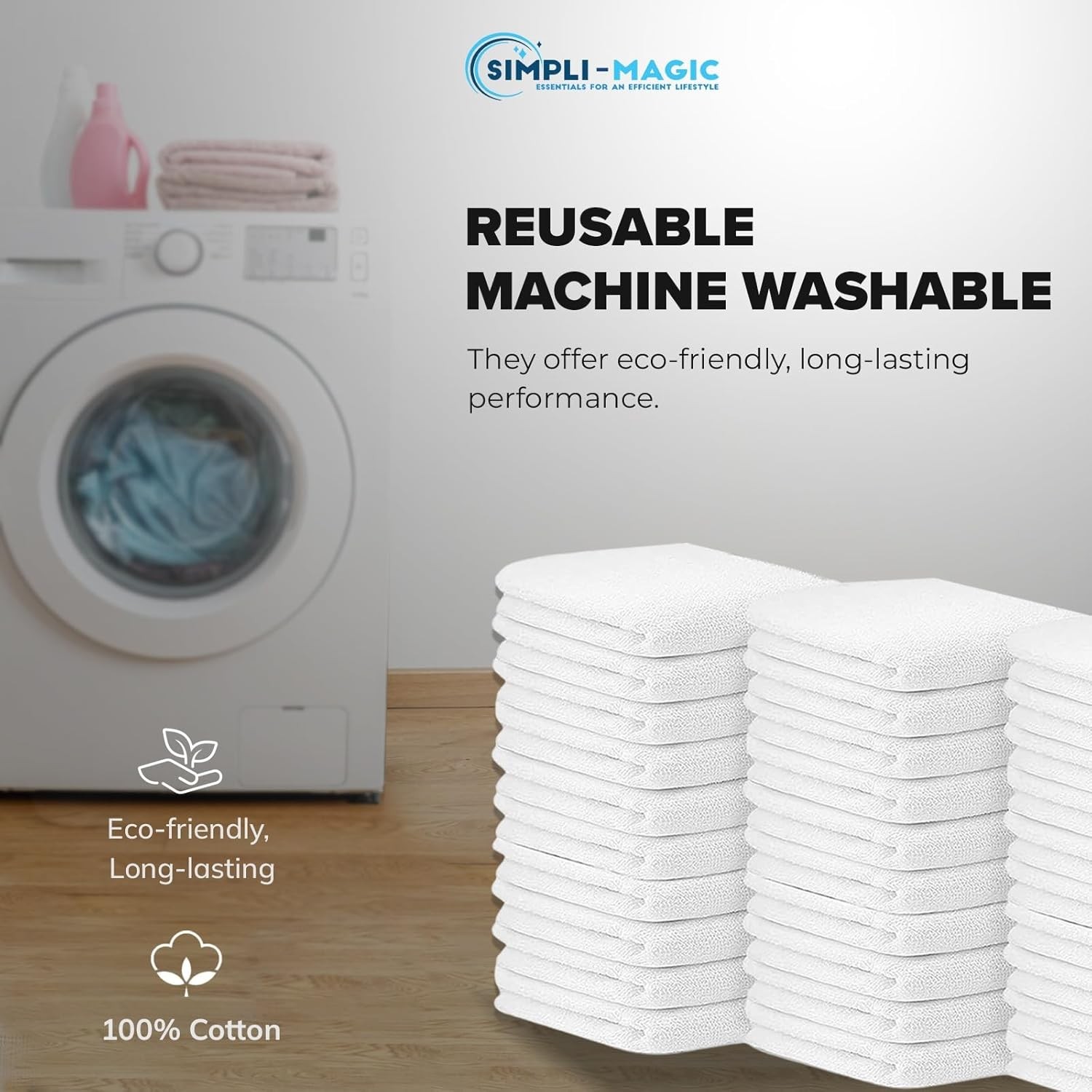 Simpli-Magic Cotton Terry Towels 14″x17″ (60 Pack) – Highly Absorbent Soft