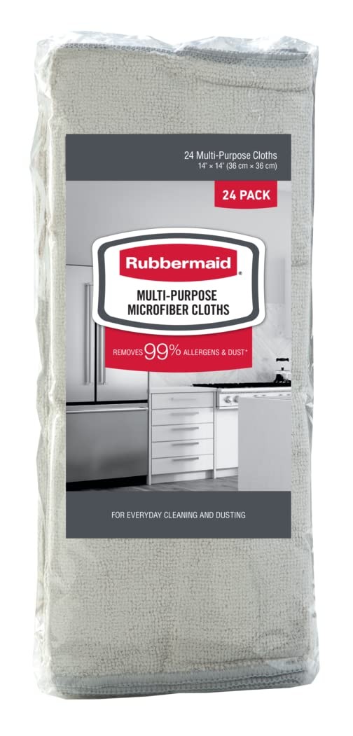 Rubbermaid Microfiber Cloth Towels 24 Pack 14″x14″ NonScratch Reusable/Washab…