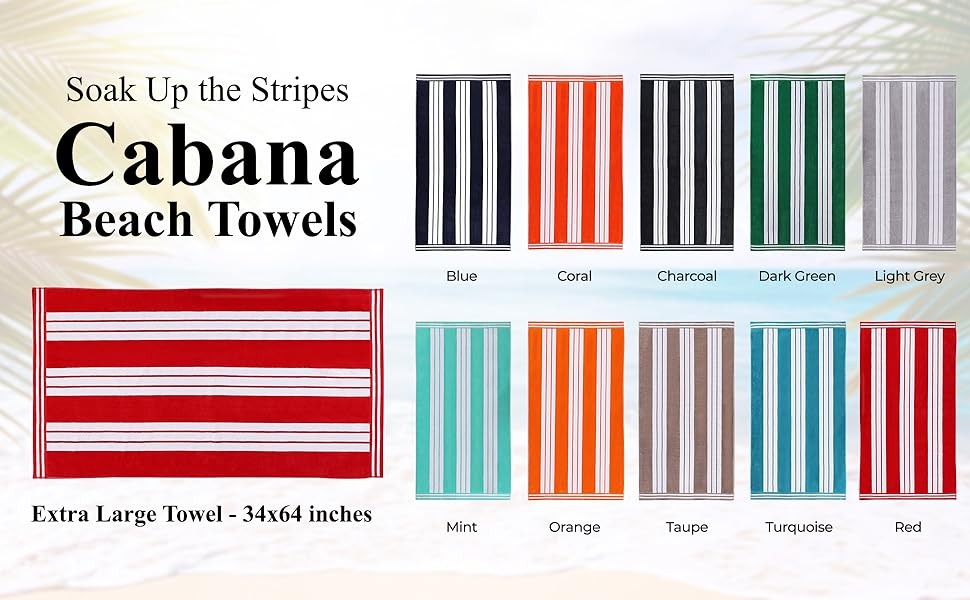 Superior Oversized Beach Towel, Turquoise (Set of 2)