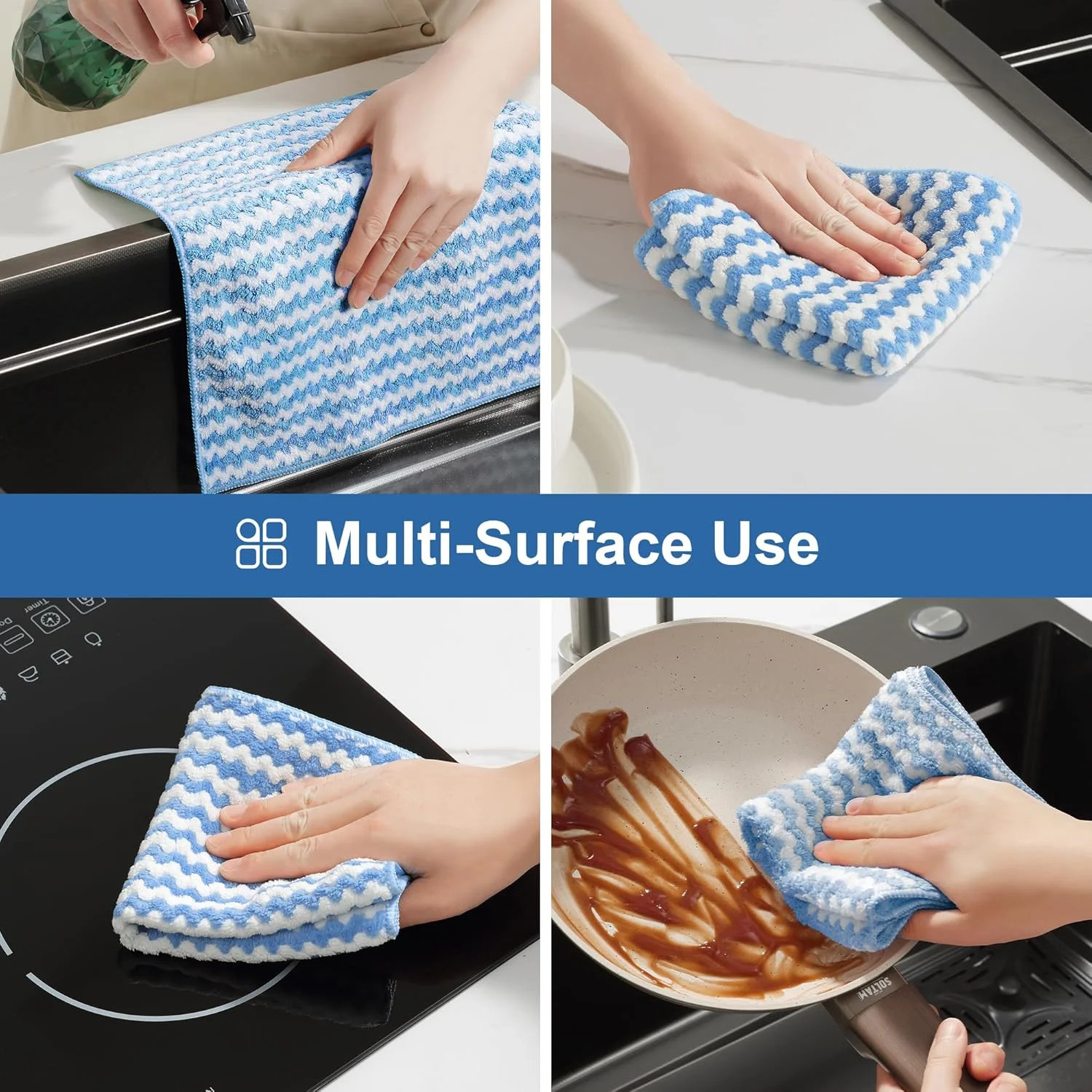 JOYMOOP 18 Pack Microfiber Cleaning Cloth, Kitchen Towels for Dish Drying Washin