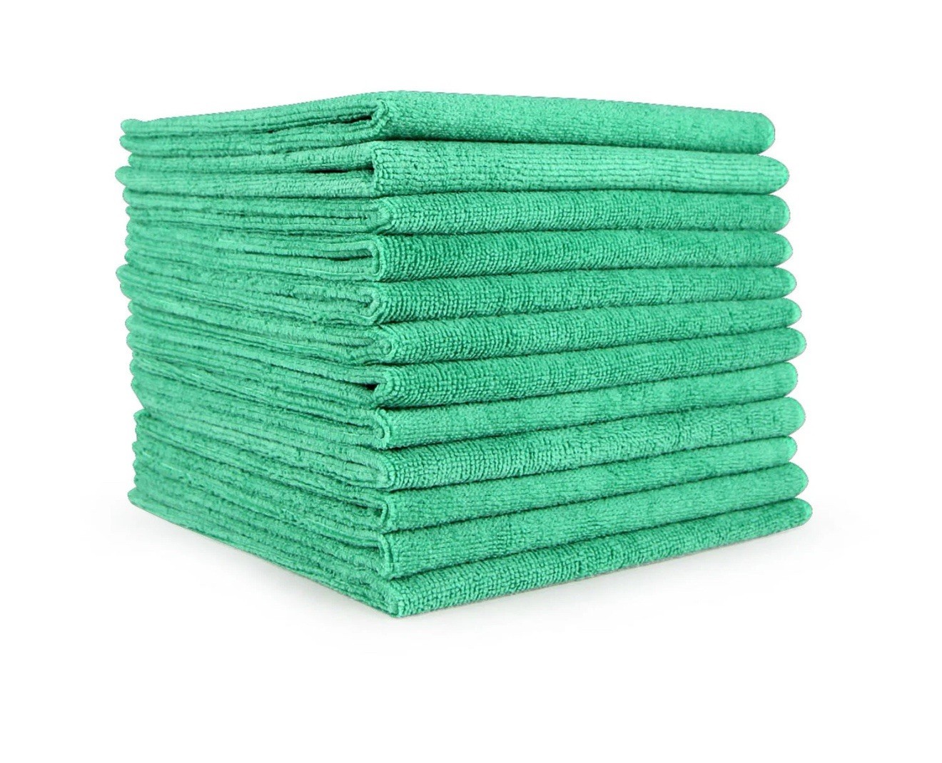 Microfiber Cleaning Cloth Packs of 12 – Reusable 12 x 12 green