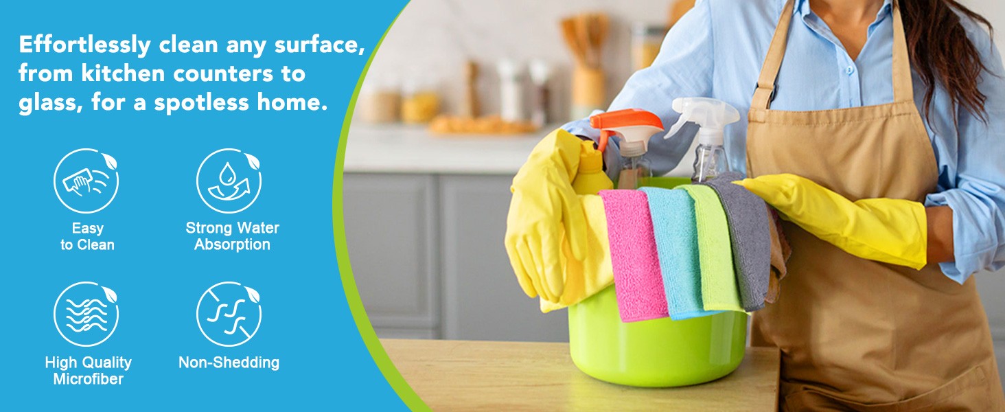 Microfiber Cleaning Cloth-8PK, Microfiber Towels for Cars 12″x16″ | Soft