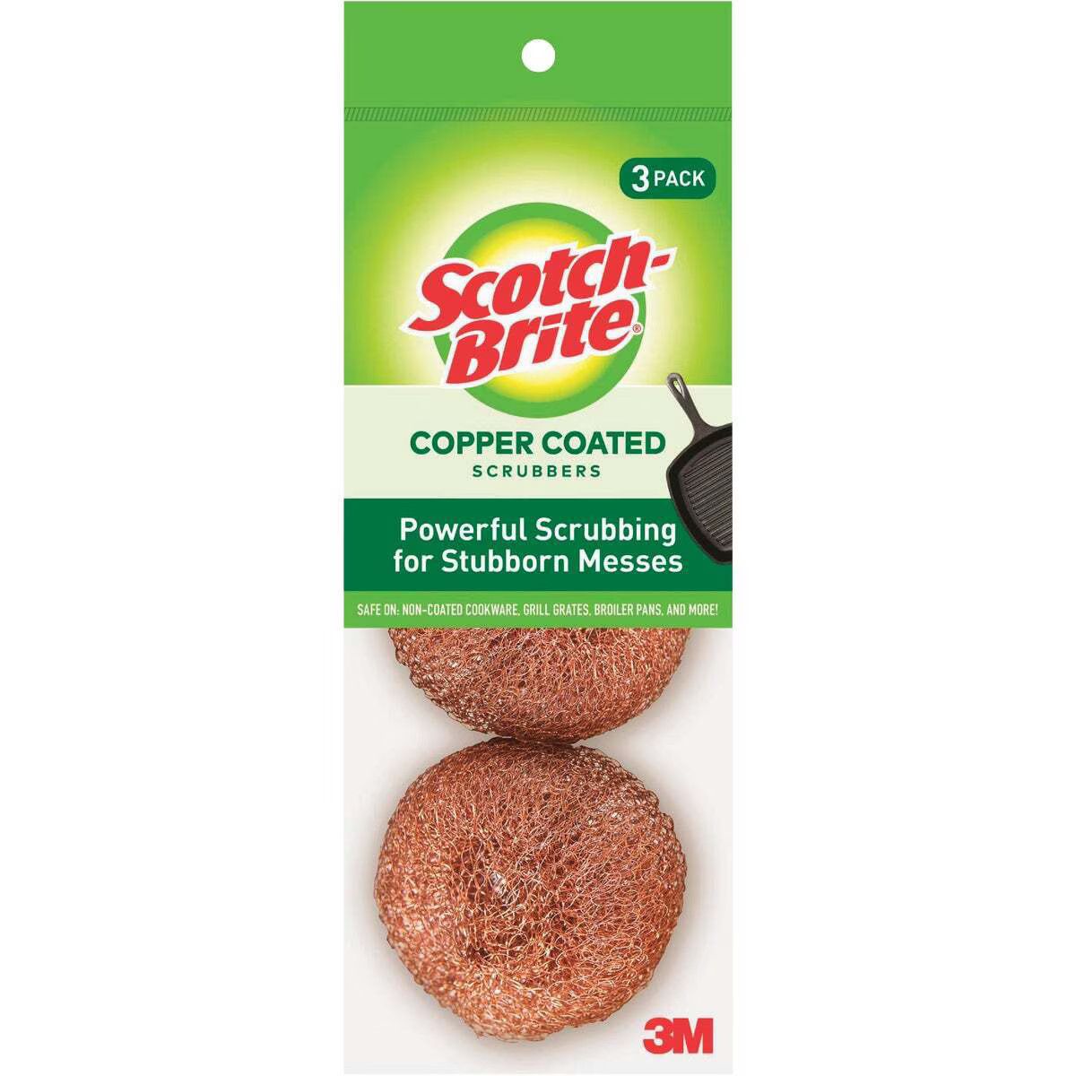 Copper Coated Scouring Pads, 3 Count