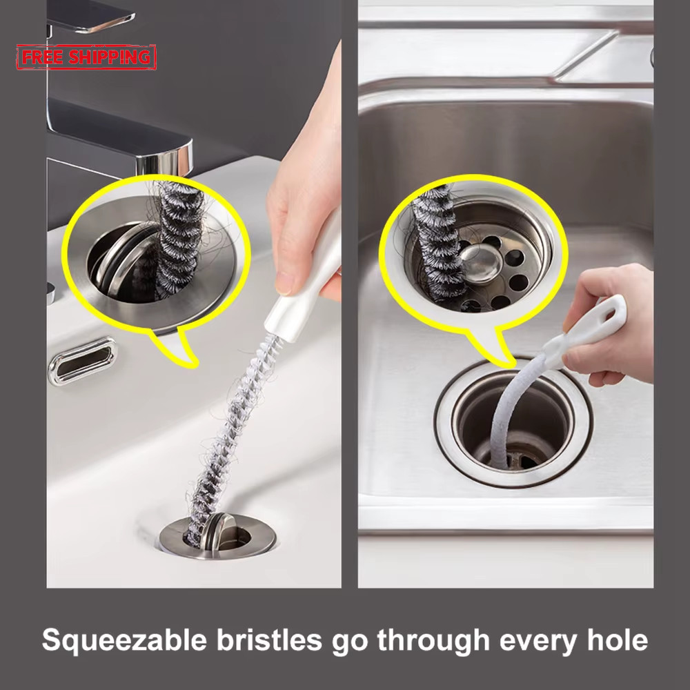 Pipe Dredging Brush Bathroom Hair Sewer Sink Cleaning Brush Drain Cleaner Flexib