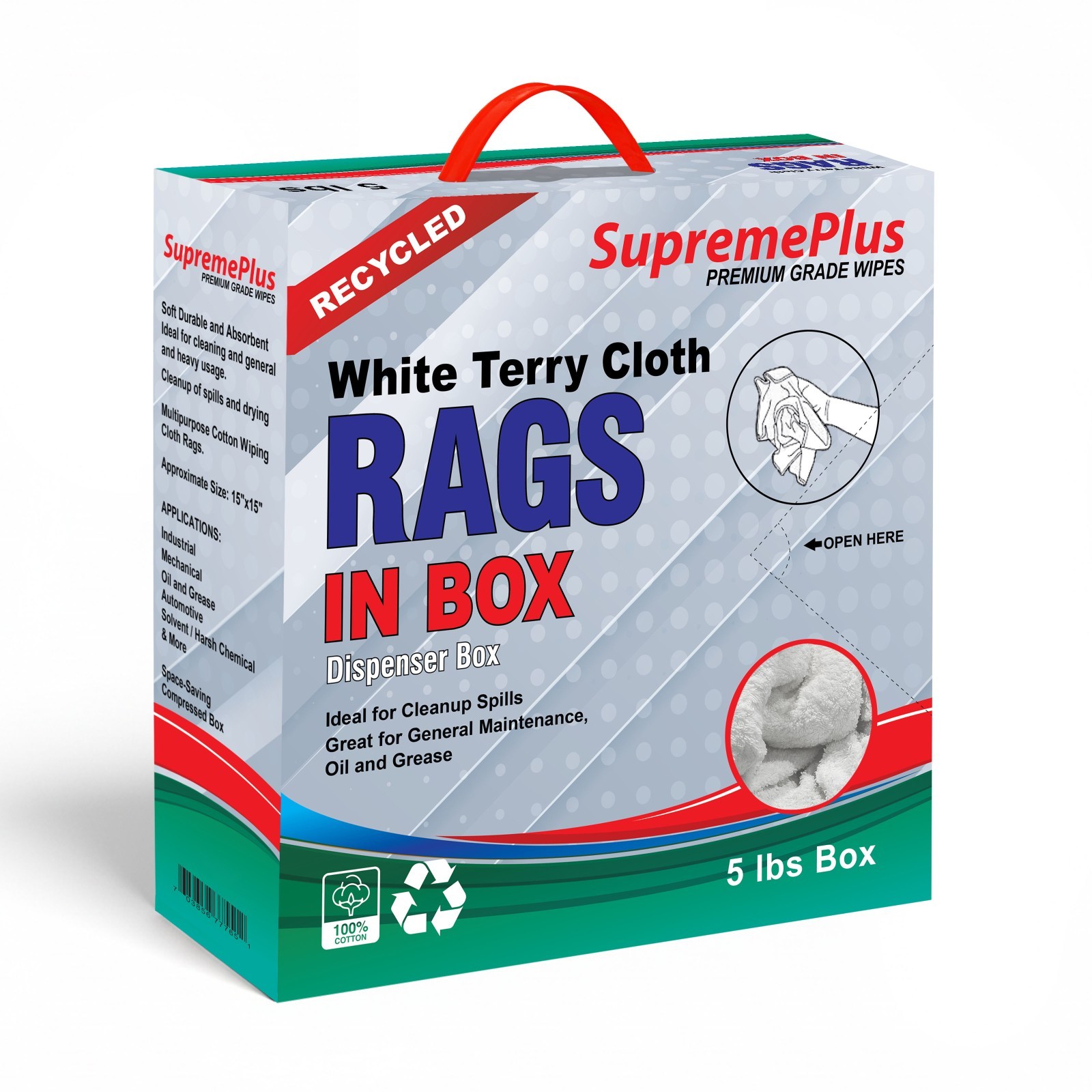 White Terry Towel Rags, 18 x 18″ Shop Bulk Cleaning Wipes – Compressed Boxes
