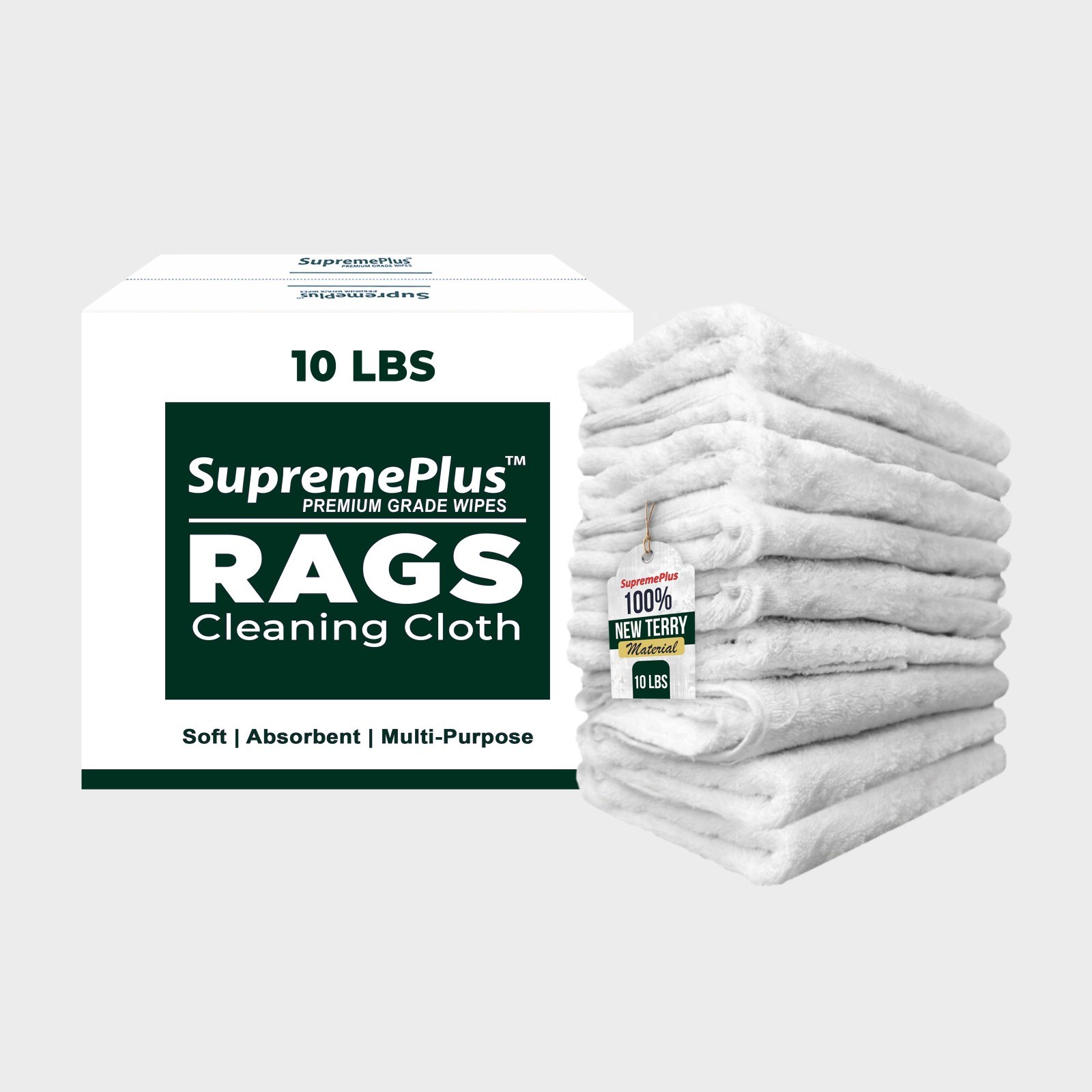 New White Terry Towel Cotton Rags – 600 LB Pallet 60 x 10 LB Boxes Bulk Cleaning