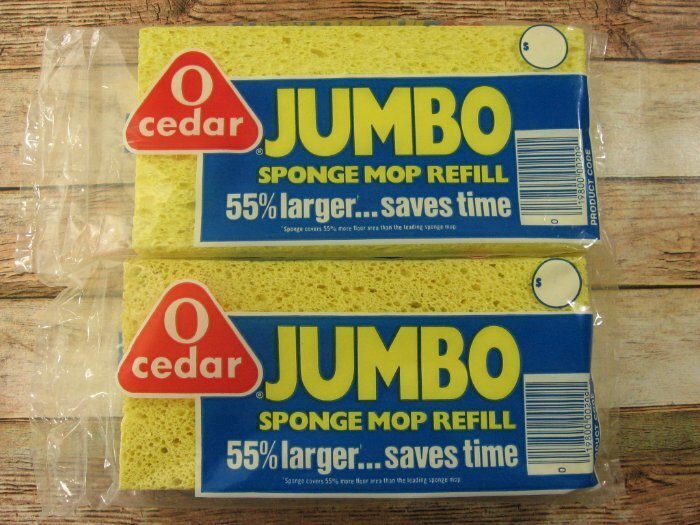 Vintage Ocedar JUMBO Sponge Mop Refill Lot NOS 8 x 3.75 in Qty 2 Rare HTF