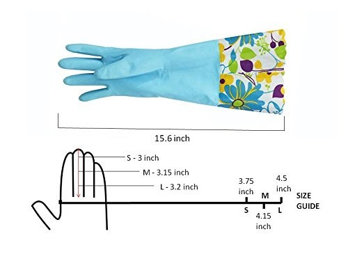 Cleaning Gloves Latex Free Long Cuff 15 Inch Non Slip Grip Medium Pink Blue