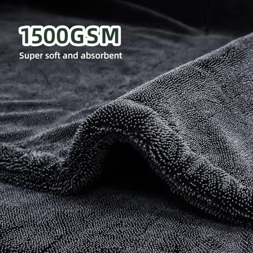 2-Pack 24″ x 36″ 11.8″ x 11.8″ Twisted-Loop Car Drying Towel 1500GSM