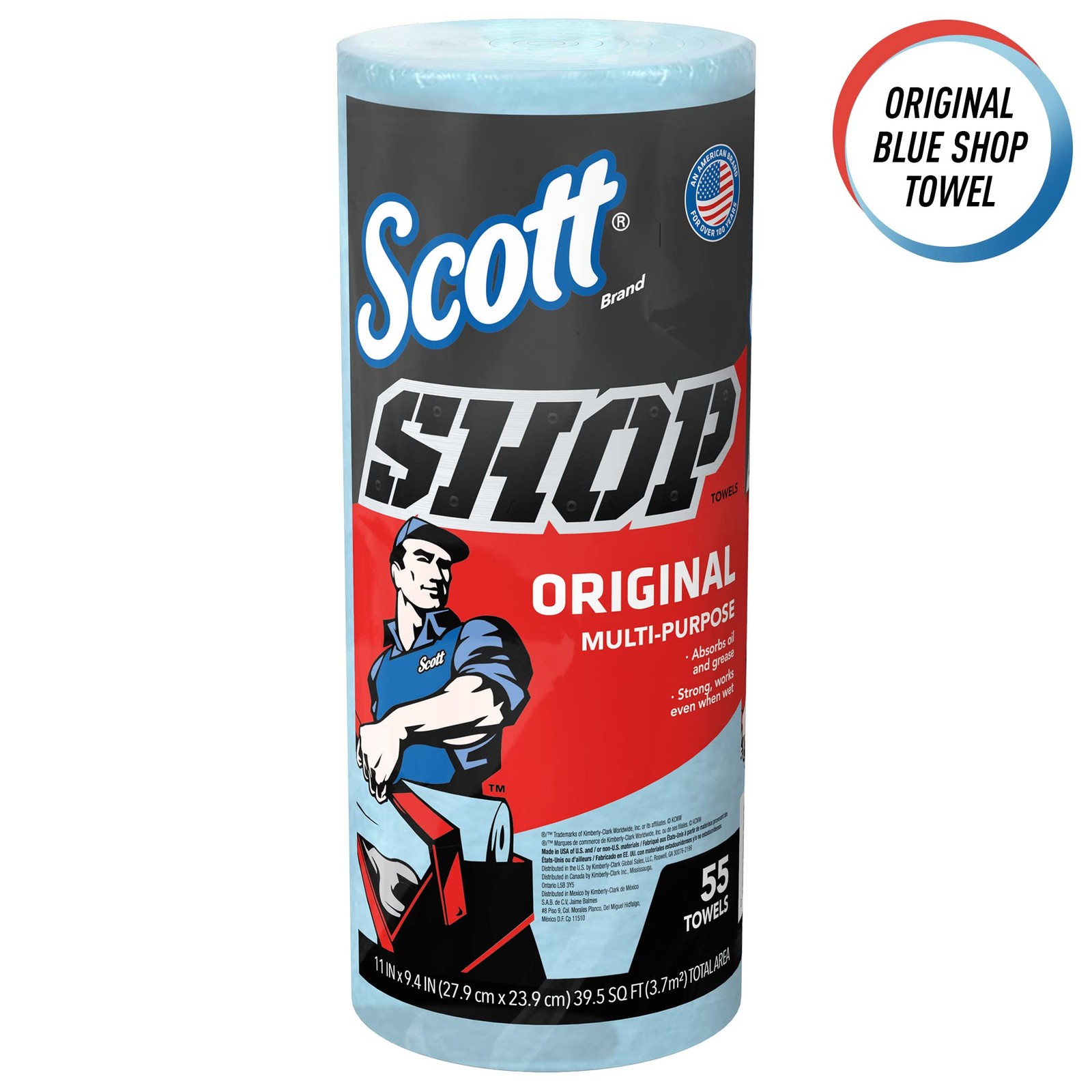 Scott Shop Towels 55 Count Blue Roll Multi Purpose Automotive Cleaning Towels