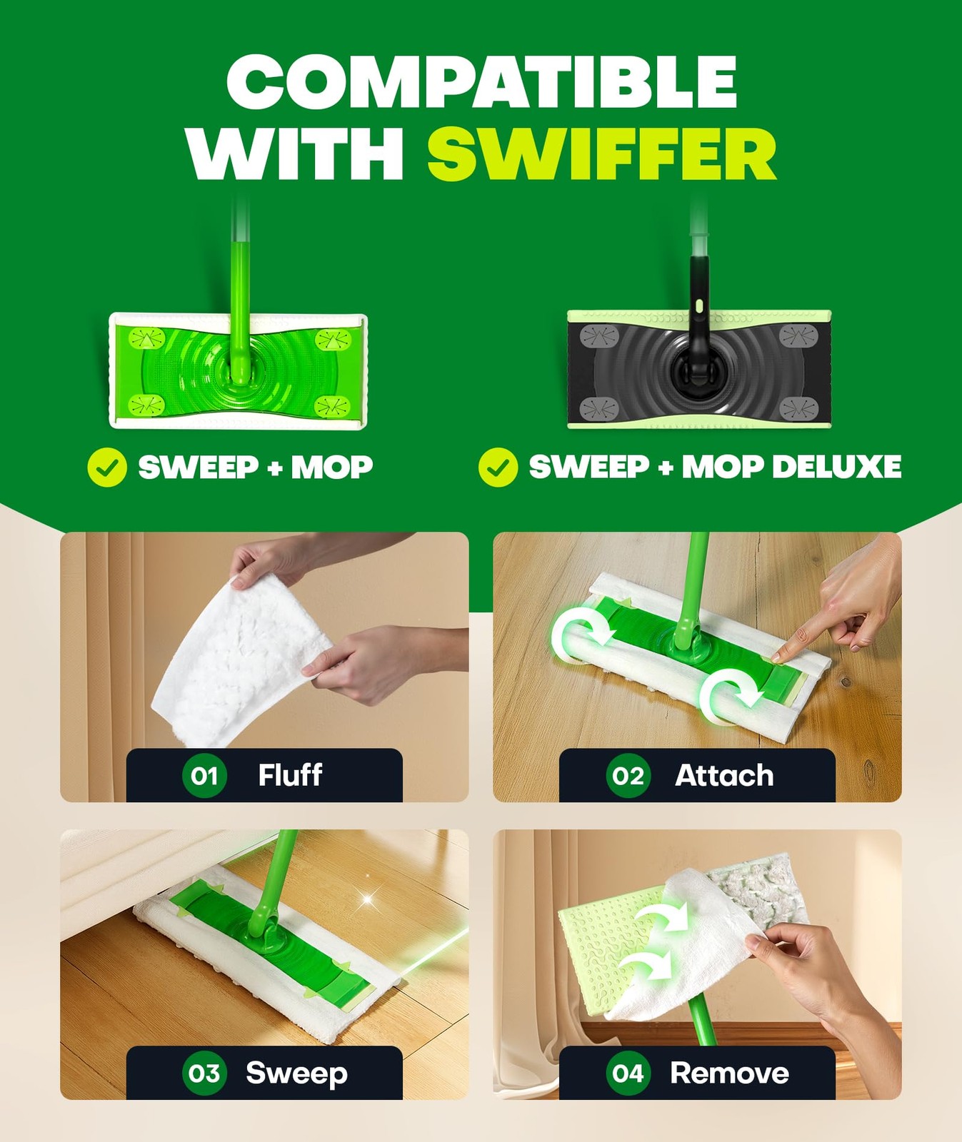 Dry Sweeping Cloths Heavy Duty Unscented 60 Count for Swiffer Sweeper Mop