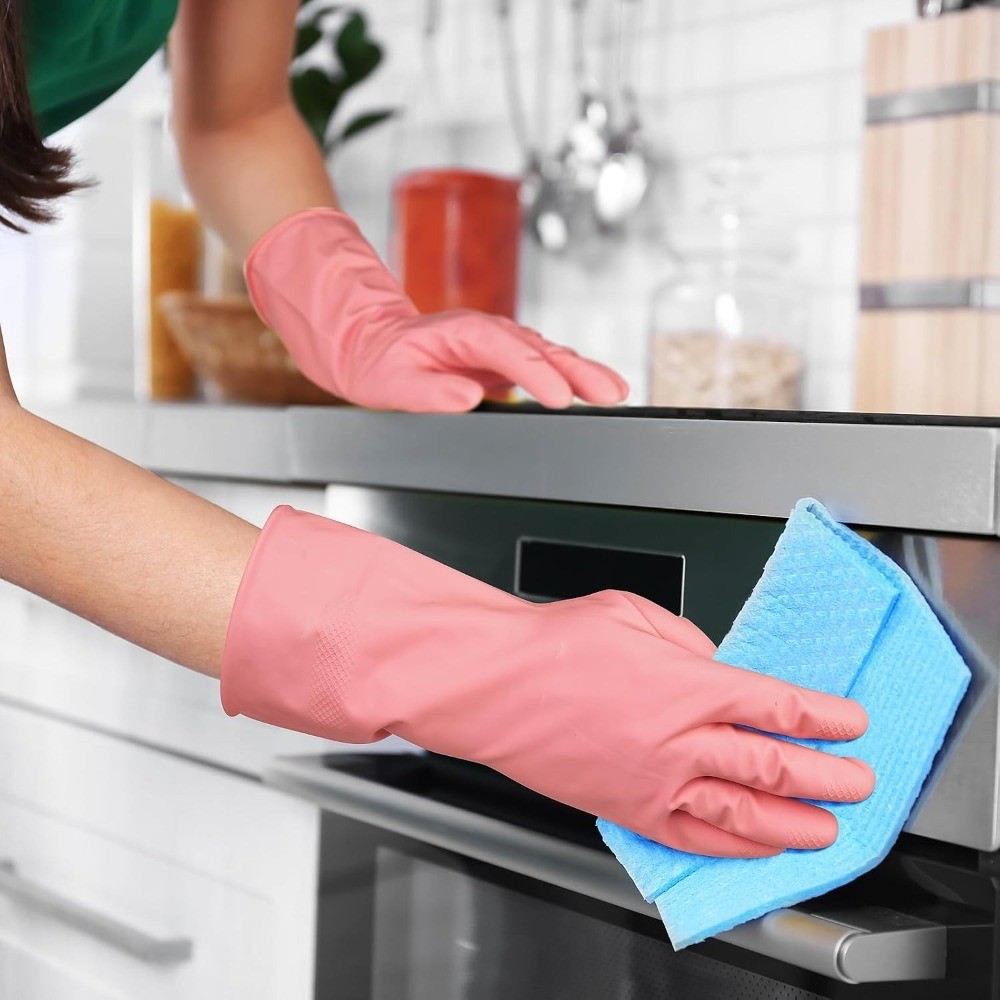 4 Pairs Rubber Kitchen Dishwashing Gloves – Colorful Reusable Household Cleaning