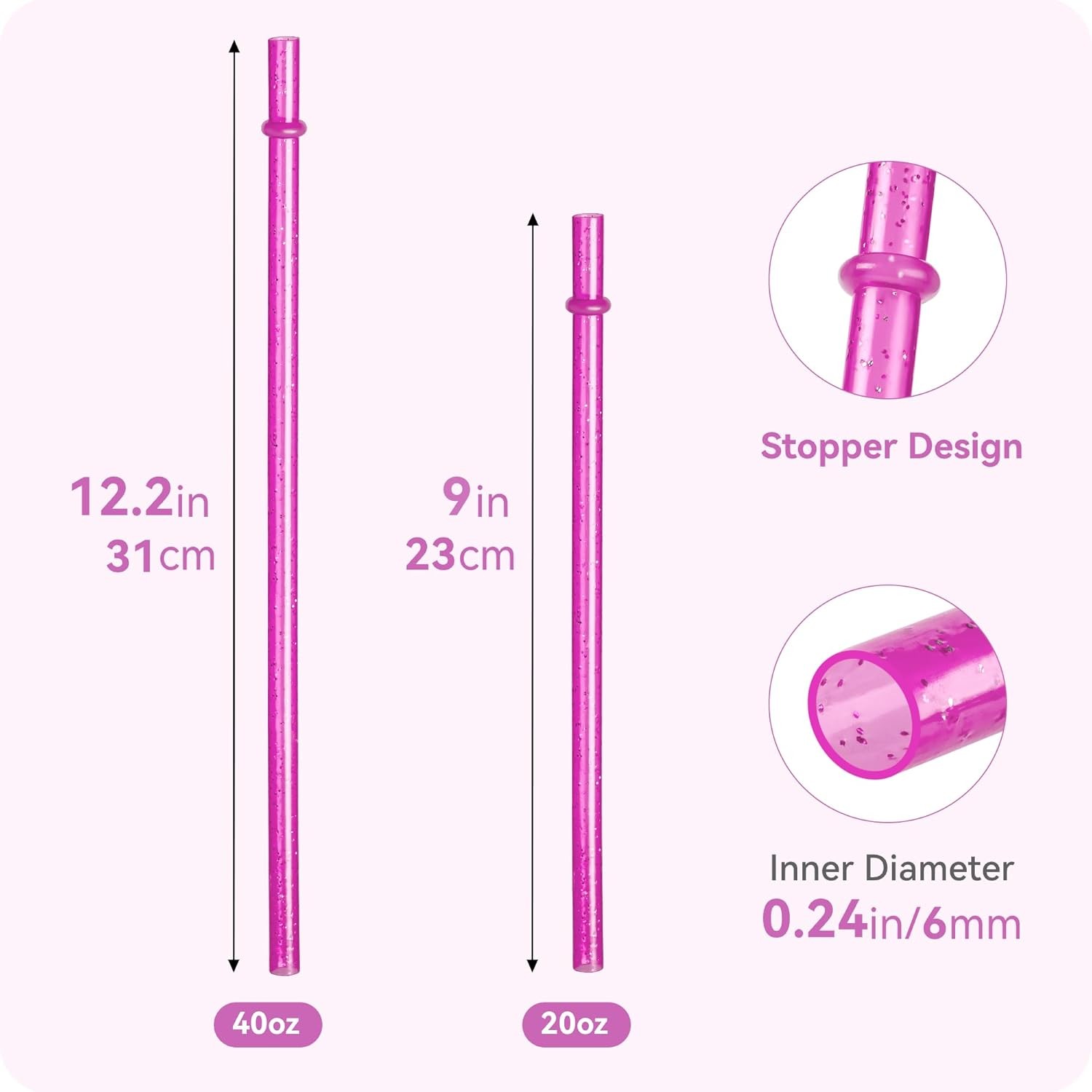 9″ Straws Replacemen Fit for Stanley 16 oz 20 oz Tumblers,Short Drinking Straw