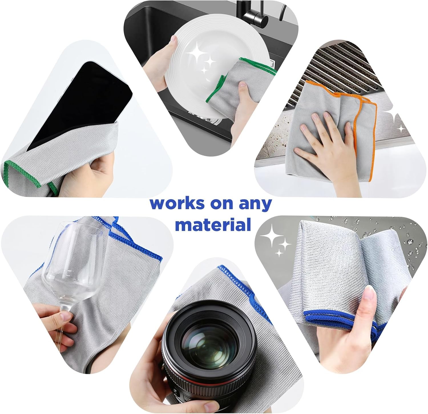 12 Pack Microfiber Glass Cleaning Cloth, 320GSM Thick Lint Glass Towels,