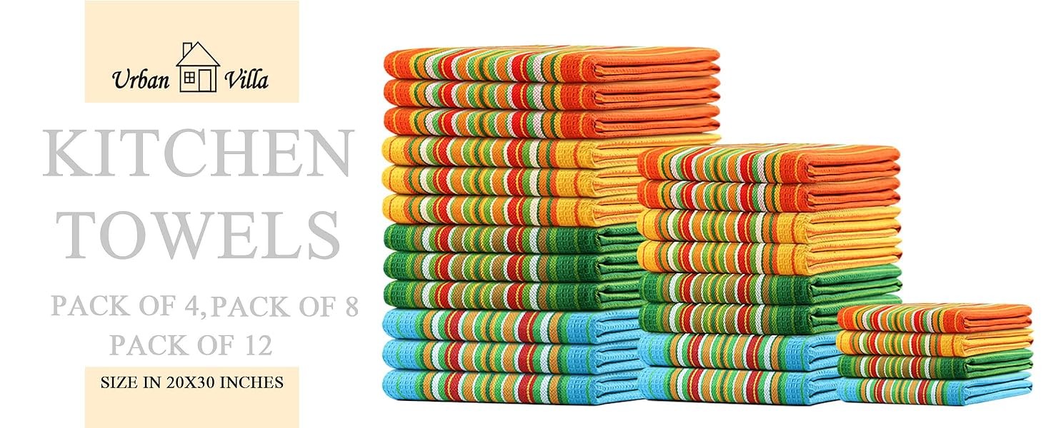 Kitchen Towels 100% Cotton Dish Towels for Kitchen(Set of 12)20”x30” Dish Cloths